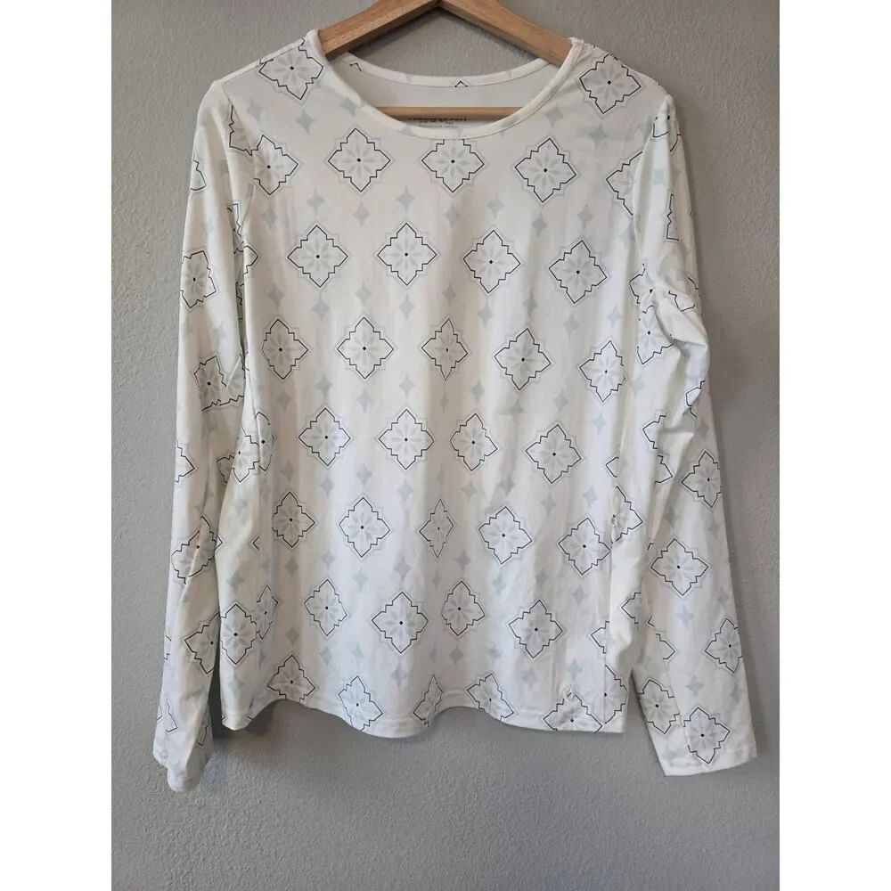 Hang Ten UPF 50+ Geometric Print Quick Dry Top Size L Zip Pocket Outdoor NWT